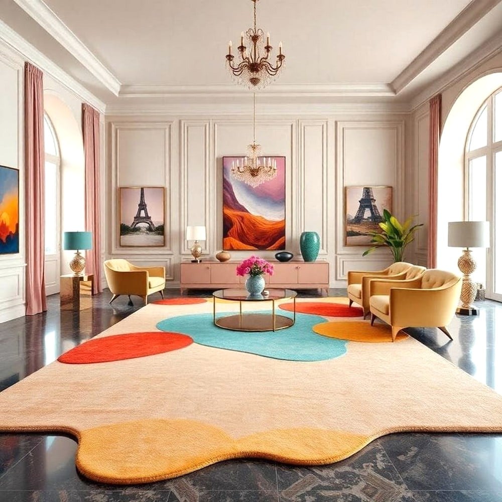 Handcrafted Multicolor Patch Abstract Living Room Rug